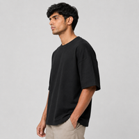 Midnight Black Oversized Drop Shoulder T-Shirt
