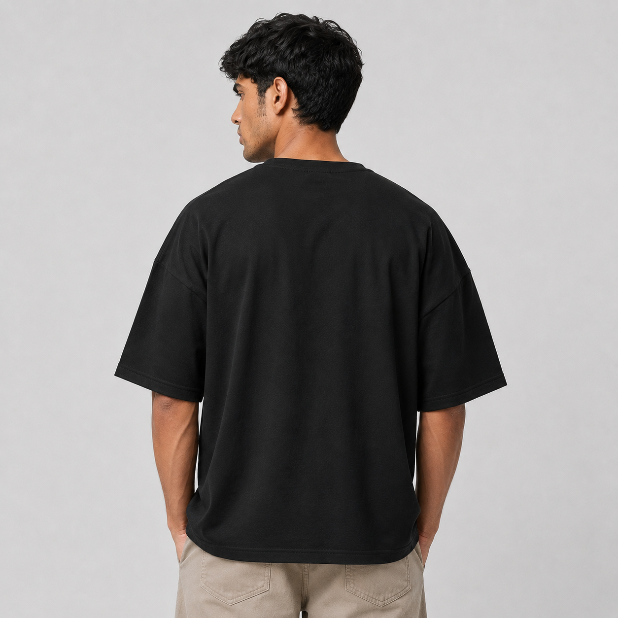Midnight Black Oversized Drop Shoulder T-Shirt