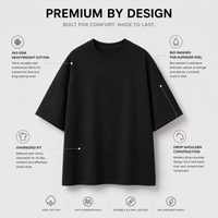 Midnight Black Oversized Drop Shoulder T-Shirt