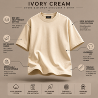 Ivory Cream Oversized Drop Shoulder T-Shirt
