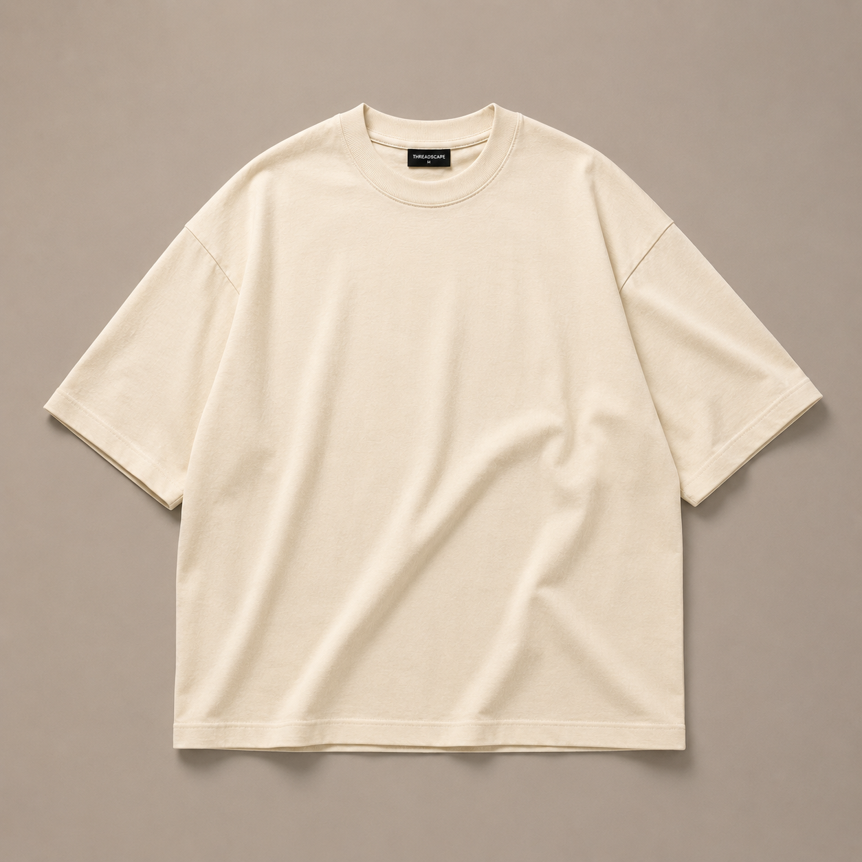 Ivory Cream Oversized Drop Shoulder T-Shirt
