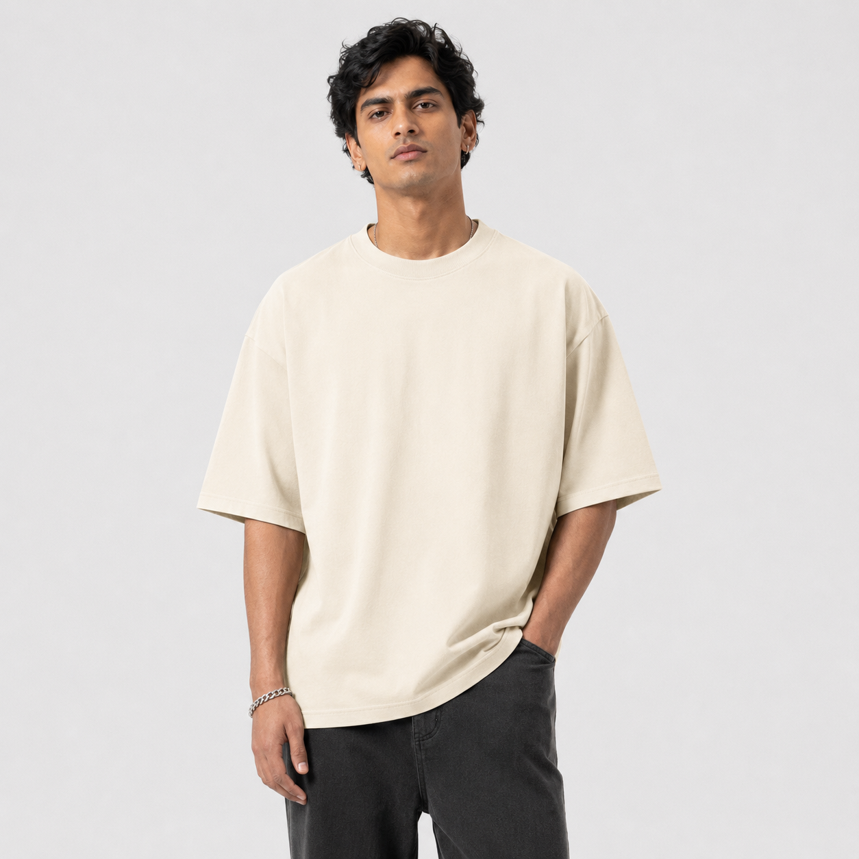 Vanilla Mist Oversized Drop Shoulder T-Shirt