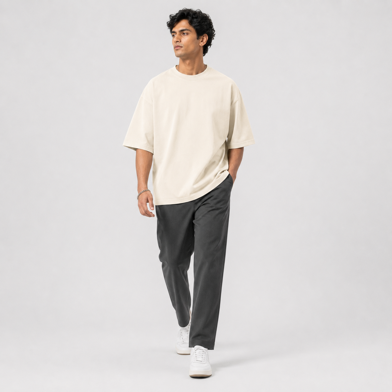Vanilla Mist Oversized Drop Shoulder T-Shirt