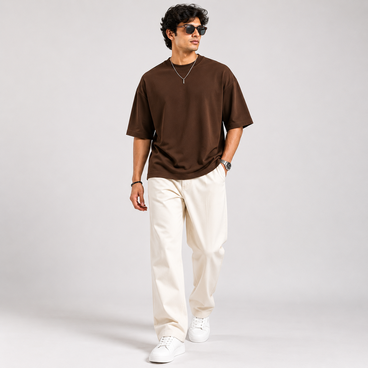 Espresso Brown Oversized Drop Shoulder T-Shirt