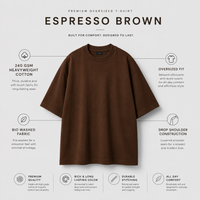 Espresso Brown Oversized Drop Shoulder T-Shirt