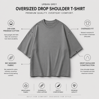 Urban Grey Oversized Drop Shoulder T-Shirt