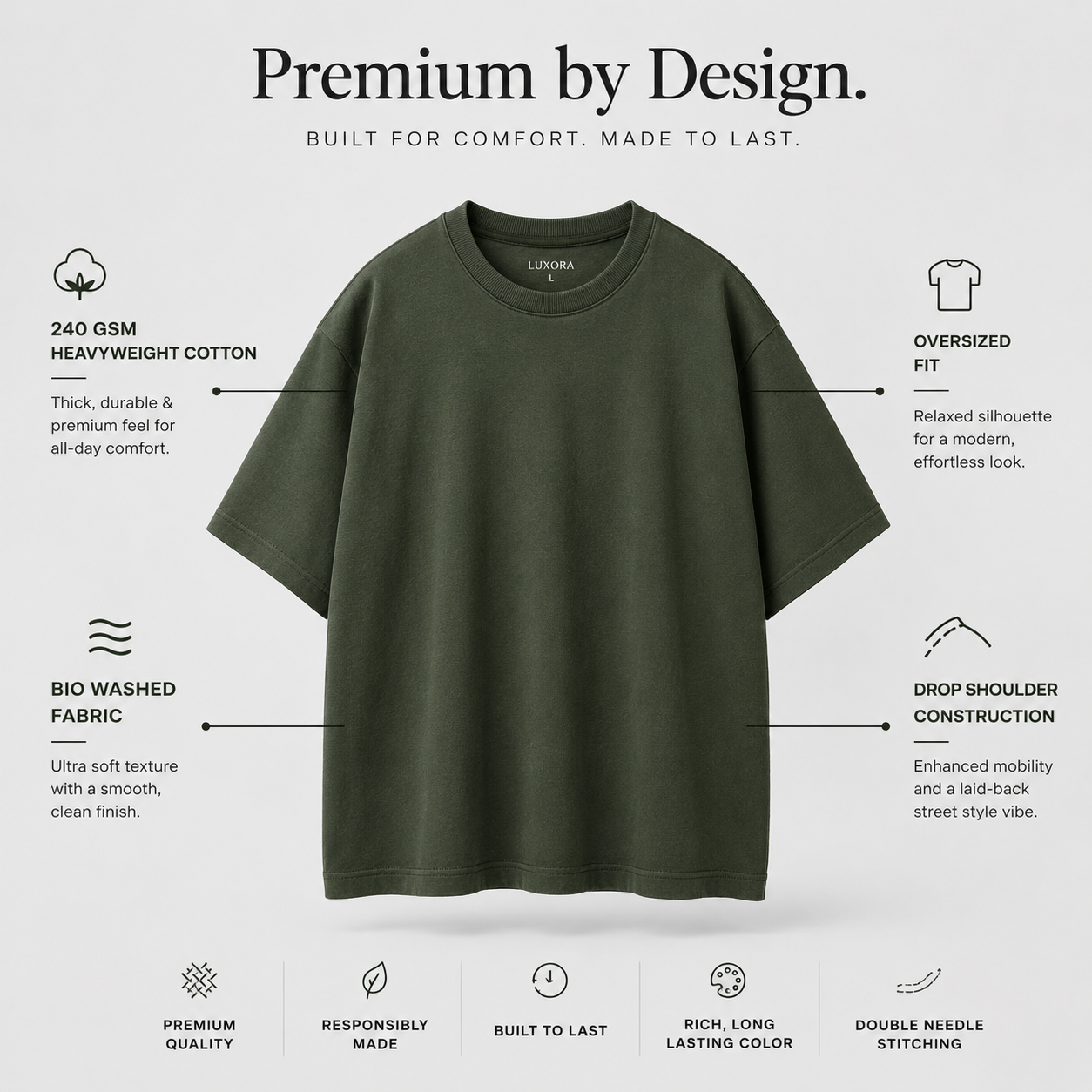 Woodland Green Oversized Drop Shoulder T-Shirt