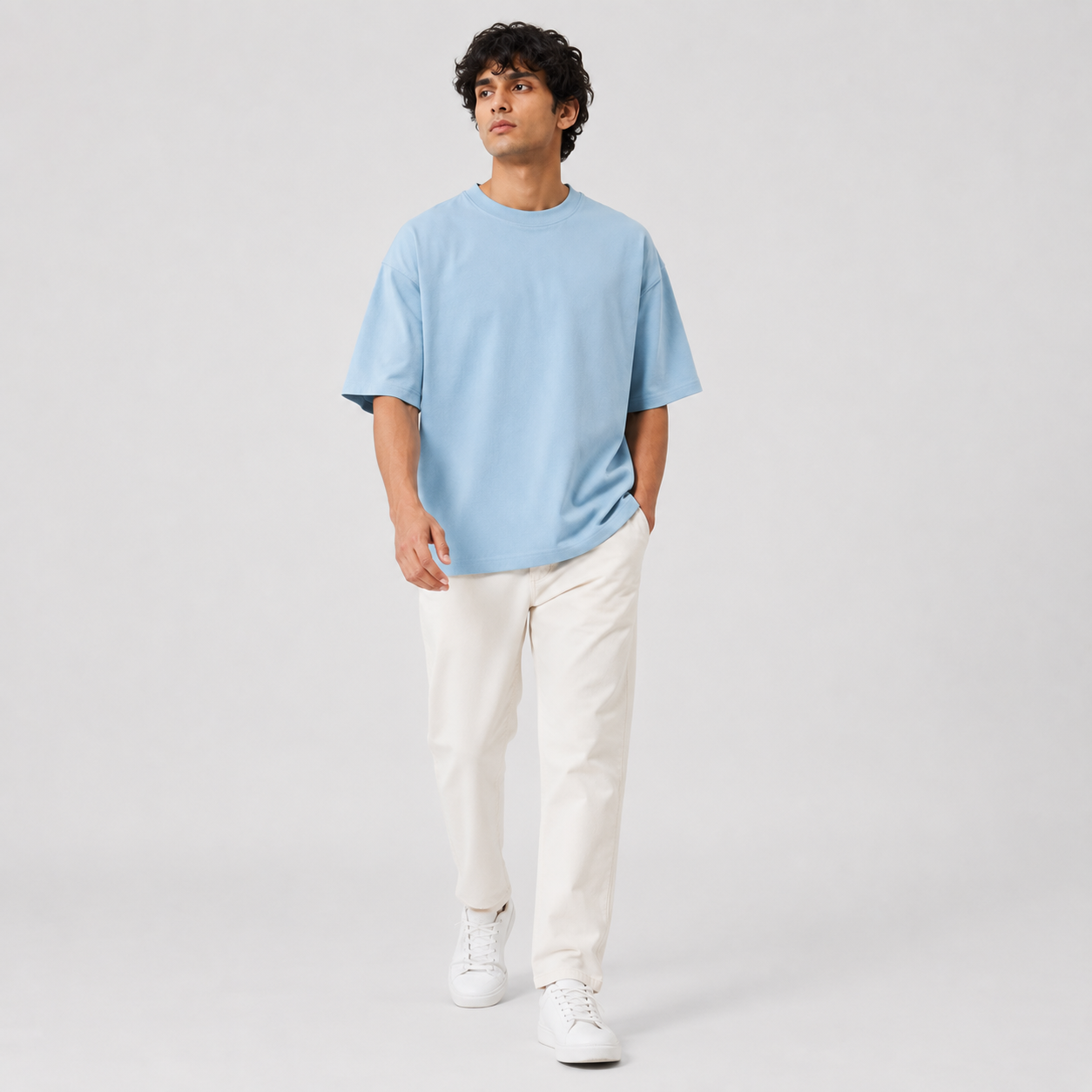 Glacier Blue Oversized Drop Shoulder T-Shirt