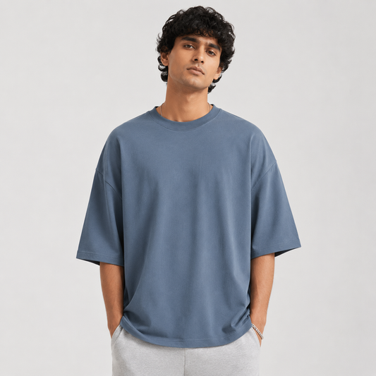 Storm Blue Oversized Drop Shoulder T-Shirt