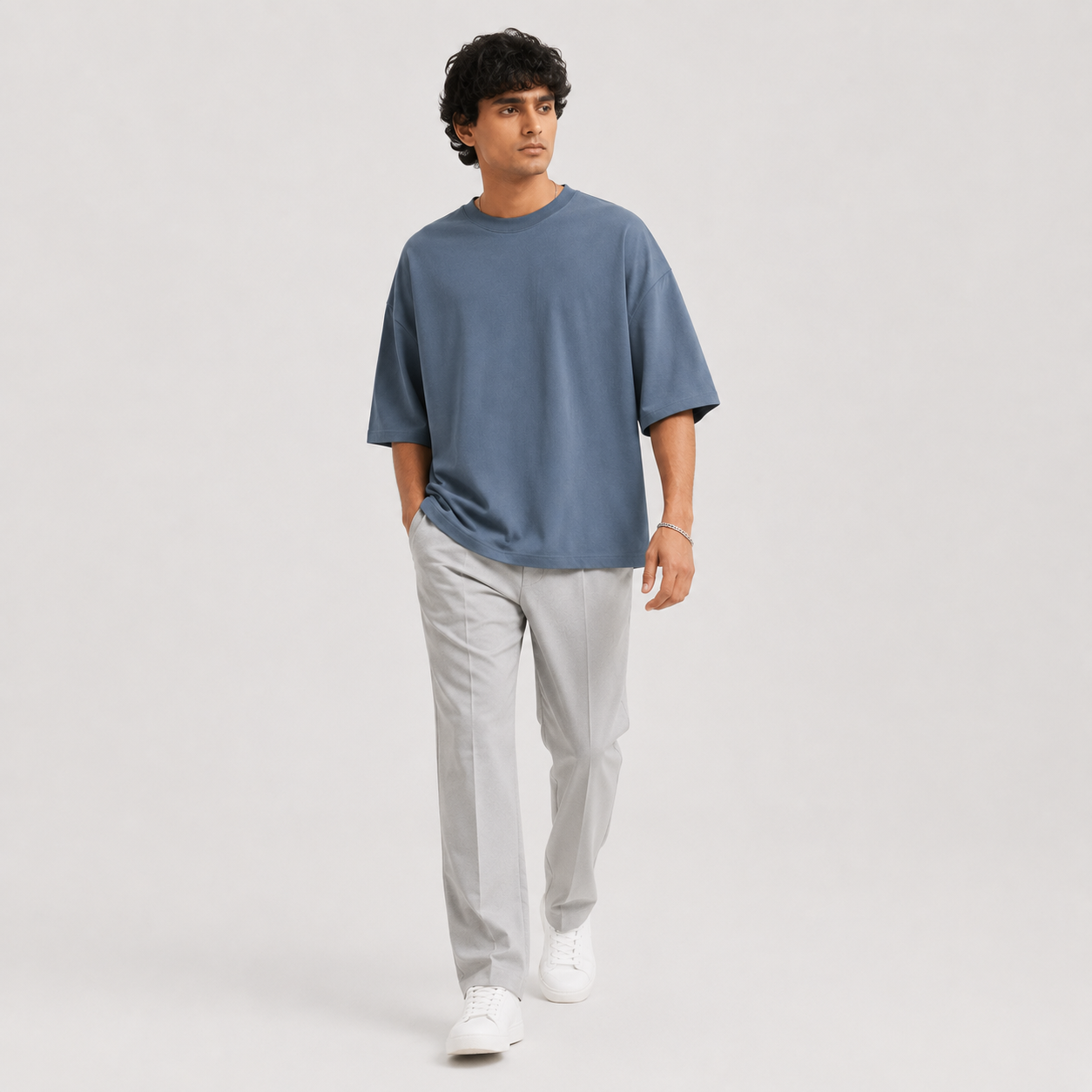 Storm Blue Oversized Drop Shoulder T-Shirt