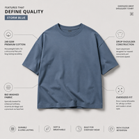 Storm Blue Oversized Drop Shoulder T-Shirt
