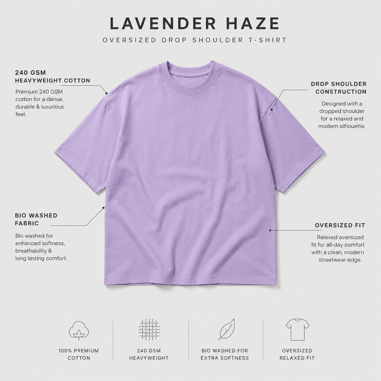 Lavender Haze Oversized Drop Shoulder T-Shirt