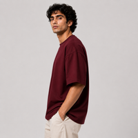 Burgundy Wine Oversized Drop Shoulder T-Shirt