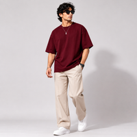 Burgundy Wine Oversized Drop Shoulder T-Shirt