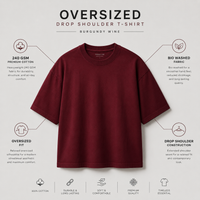 Burgundy Wine Oversized Drop Shoulder T-Shirt