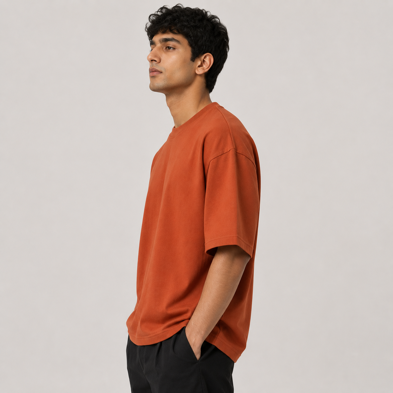 Terracotta Rust Oversized Drop Shoulder T-Shirt