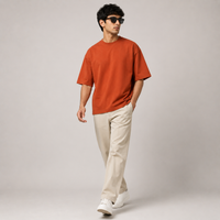 Terracotta Rust Oversized Drop Shoulder T-Shirt