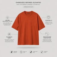 Terracotta Rust Oversized Drop Shoulder T-Shirt