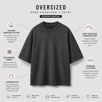 Shadow Charcoal Oversized Drop Shoulder T-Shirt