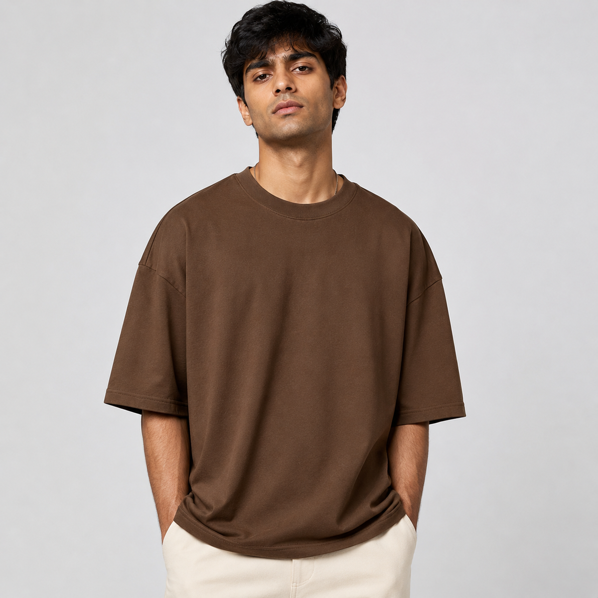 Mocha Earth Oversized Drop Shoulder T-Shirt