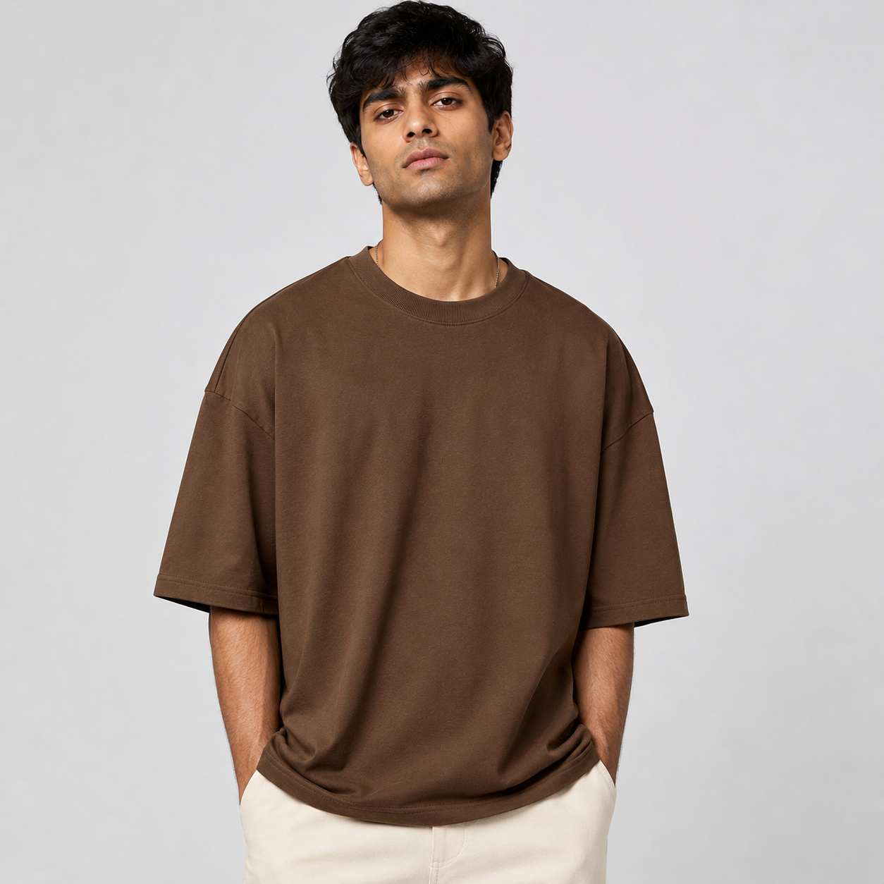 Mocha Earth Oversized Drop Shoulder T-Shirt