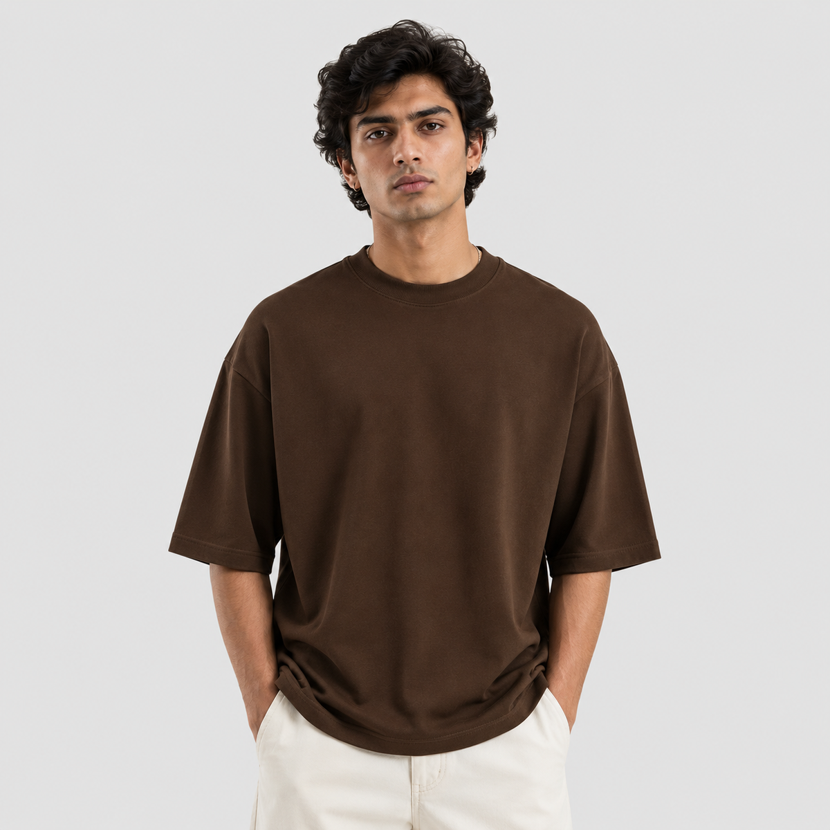 Espresso Brown Oversized Drop Shoulder T-Shirt