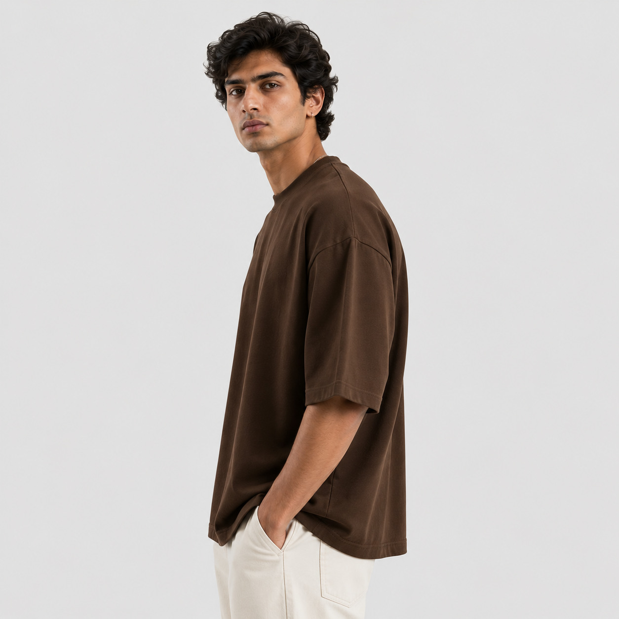Espresso Brown Oversized Drop Shoulder T-Shirt