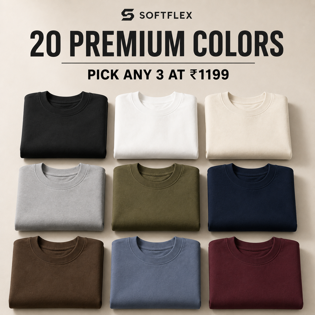 New Pack of 3 Drop Shoulder T-shirts